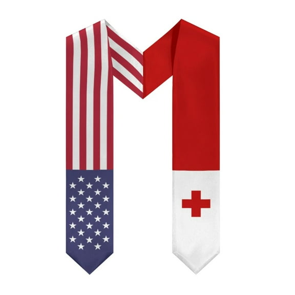 More design Graduation shawl Tonga Flag & United States Flag Stole Sash Honor Study Aboard International Students