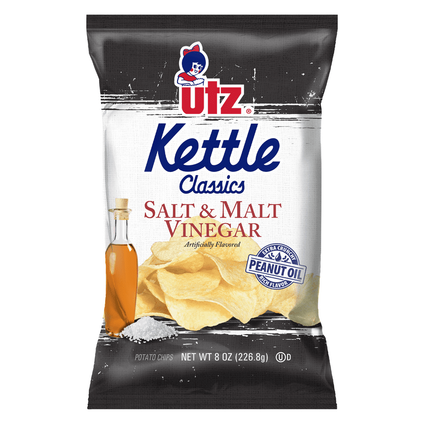 Utz Kettle Classics Salt & Malt Vinegar Potato Chips 8 oz