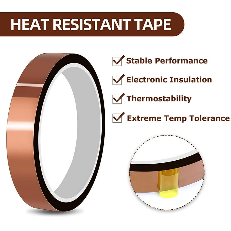 High Temperature Tape Heat Tape Heat Resistant Tape Heat Transfer Tape Heat  Tape for Sublimation No Residue 10mm X 33m 108ft (Yellow-6 Roll) 