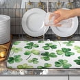 thumbnail image 4 of St Patrick''s Day Shamrock Dish Drying Mat Lucky Clovers Kitchen Dish Drying Pad Absorbent Dish Dryer Mat for Kitchen Countertops Microfiber Dishes Drainer Pad Dish Drying Rack Mat (18x24 in), 4 of 6
