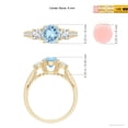 thumbnail image 4 of ANGARA Natural Prong Set Round Aquamarine and Diamond Three Stone Ring in 14K Yellow Gold for Women (Size-6mm) | March Birthstone, Anniversary, Jewelry Gift for Women | Natural Aquamarine Ring, 4 of 9