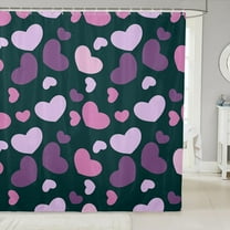 Pink and Light Purple Shower Curtain Cute Heart Pattern Bathroom Shower Curtain Sets, Valentines Day Gift Fabric Shower Curtain for Boys Girls Kids Kawaii Heart Bath Curtain 72" Wx72 L