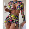 thumbnail image 4 of ZPAQI 4 Pieces Swimsuits for Women Halter Bikini Set Print Bathing Suits with Cover Up, 4 of 18