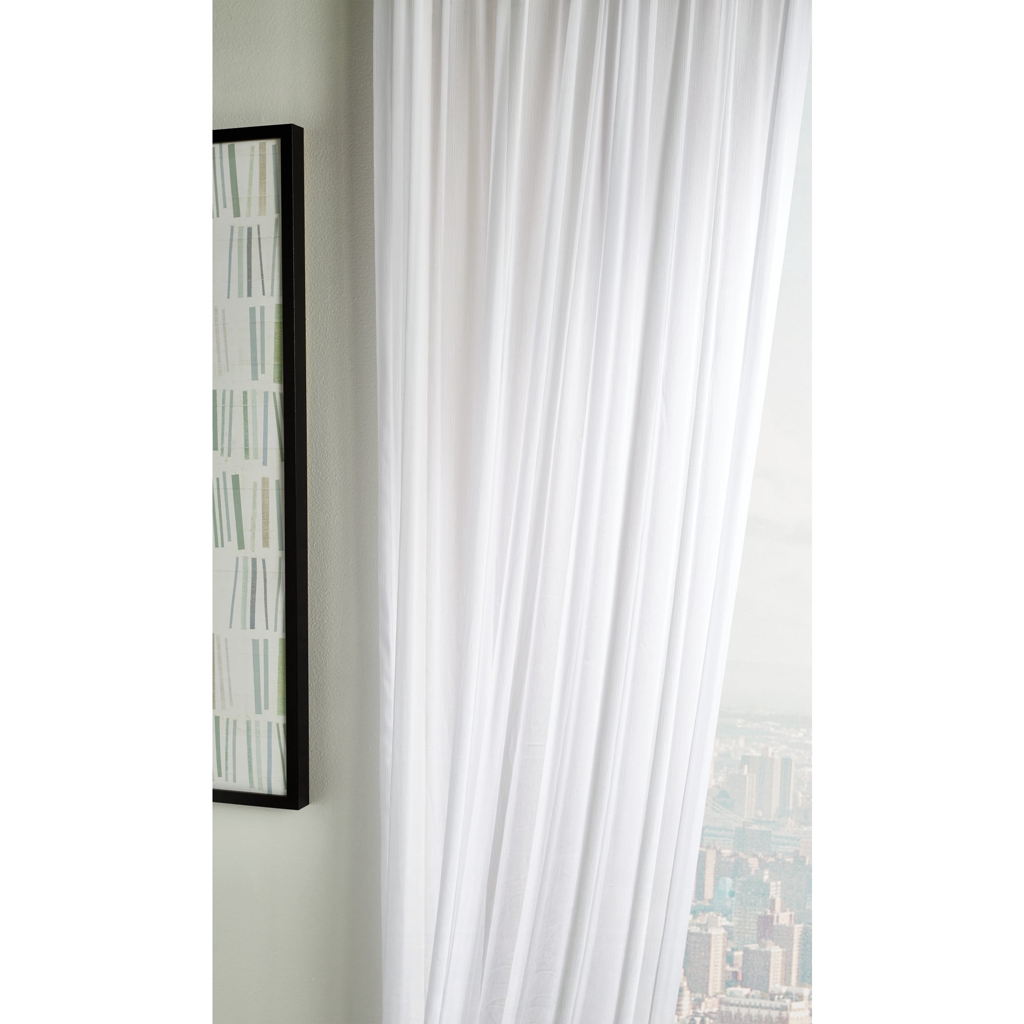 Martha Stewart Glacier Sheer Curtain Panel Pair, White, Pole Top, Indoor, Adult, Set of 2, 50"x 84"