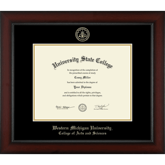 Western Michigan University College of Arts and Sciences Diploma Frame, Document Size 11" x 8.5"