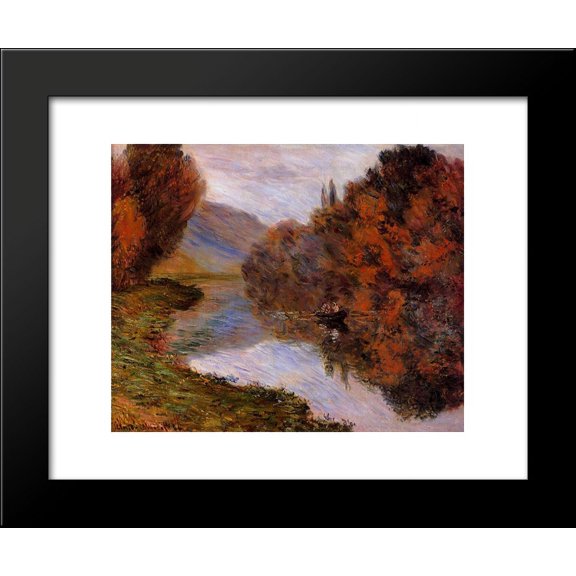 Rowboat on the Seine at Jeufosse 20x24 Framed Art Print by Monet, Claude