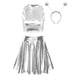 thumbnail image 3 of Disfraz de astronauta espacial para mujer, camiseta sin mangas corta metálica brillante con falda, aro de pelo de extraterrestre, ropa de fiesta temática para discoteca, 3 of 5