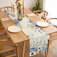 thumbnail image 3 of Blue Flowers Table Runner - 108 Inch Long, Kitchen Dining Table Runner Dresser Scarves, Eucalyptus Farmhouse Floral Butterfly Farmhouse Decor for Coffee Tables Wedding Party Banquet, 3 of 8