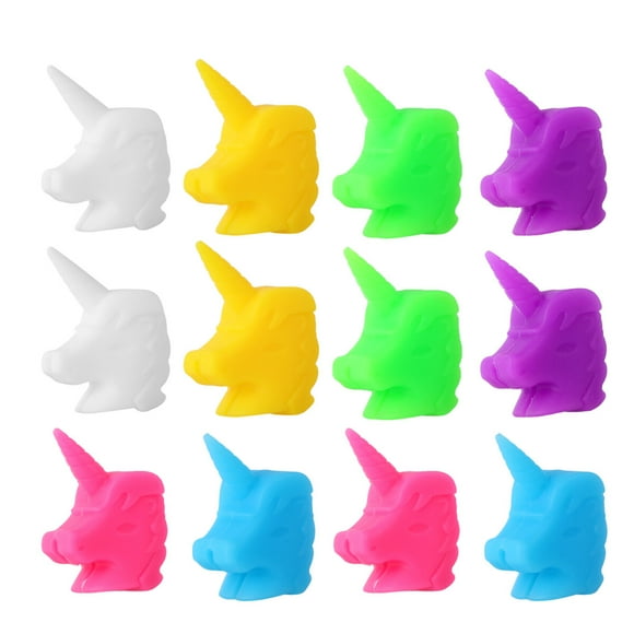 12 marcadores de silicona de 6 colores con forma de unicornio para copas de vino, identificadores para fiestas (colores surtidos)