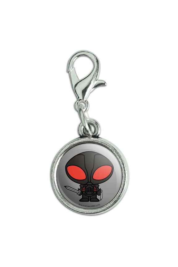 Aquaman Movie Black Manta Chibi Character Antiqued Bracelet Pendant Zipper Pull Charm with Lobster Clasp