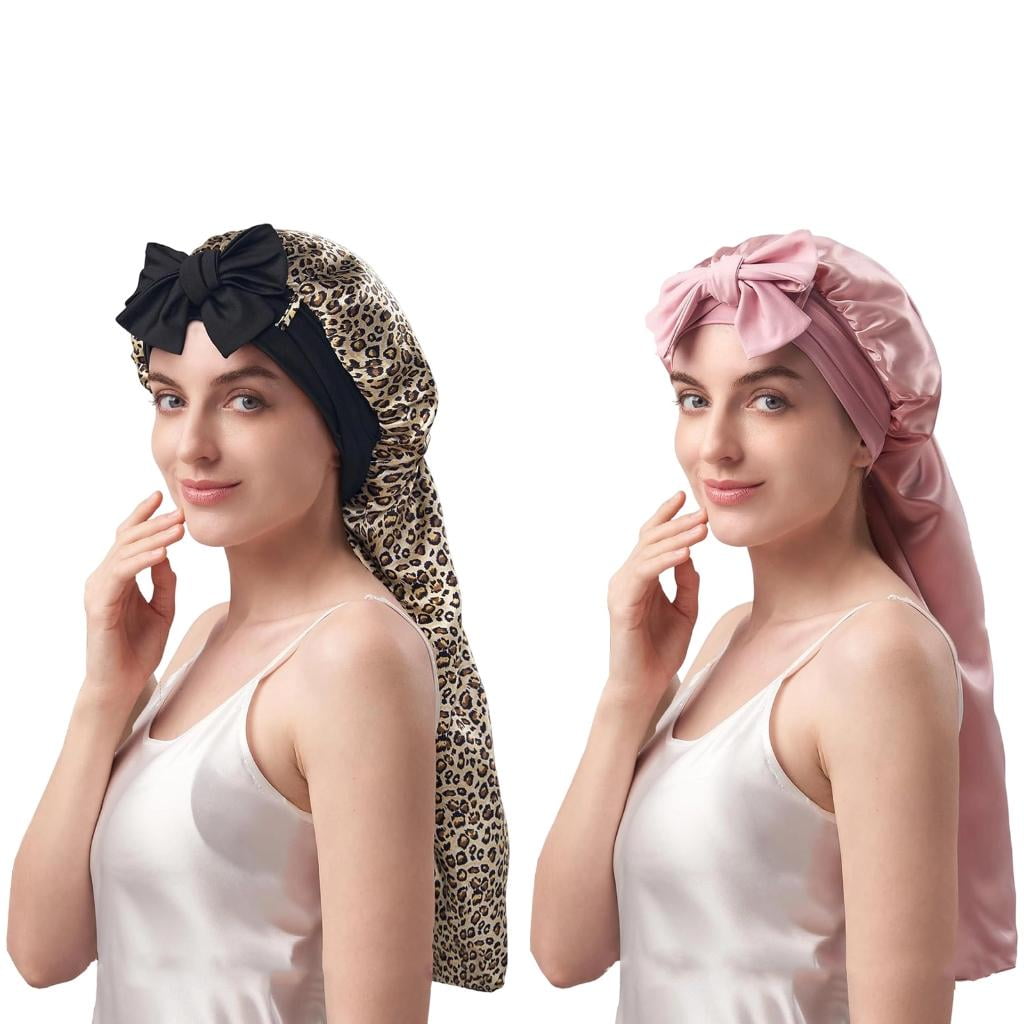 Giaone Women Silk Night Cap Hair Bonnet Elegant Headwear Sleeping Hat Night Hat
