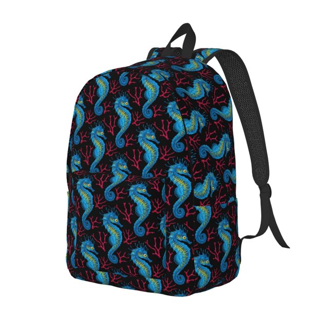 Fotbe Blue Seahorse Mochila de Lona con Estampado, Mochila Duradera, Mochila Versátil de Alta Calidad, Mochila Compacta Vintage-Small