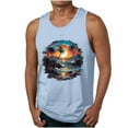 thumbnail image 2 of Fnnxeal Men's Lightweight Polyester Tank Top Casual Sleeveless Print Summer Breathable Tank Top for Men Light Blue, 2 of 5