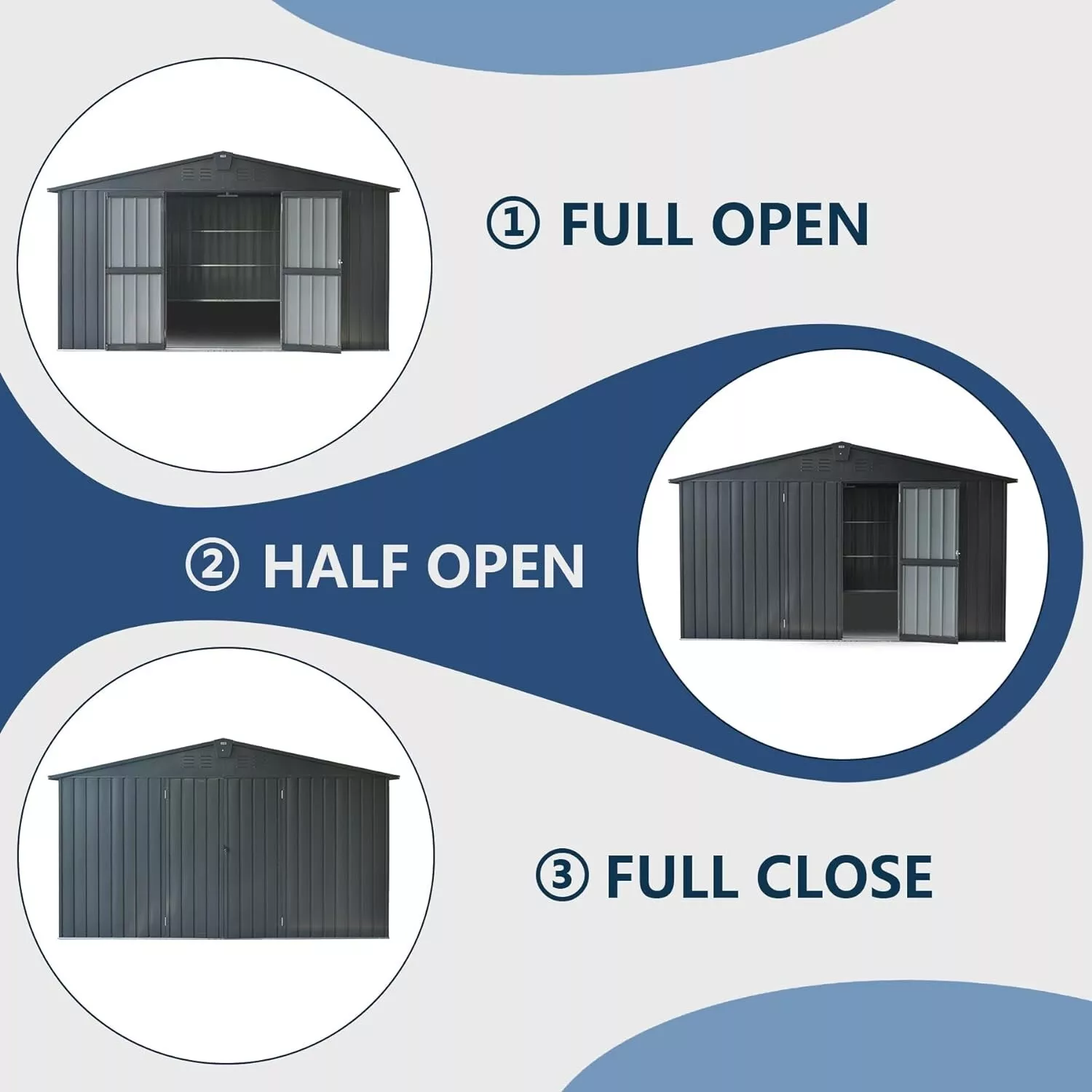 Domi Outdoor 11x 12.5FT Storage Shed with Lockable Door , Metal Garden Shed for Backyard, Patio, Lawn for Bike, Trash Can, Tools, Lawn Mowers, Pool Toys(Gray)
