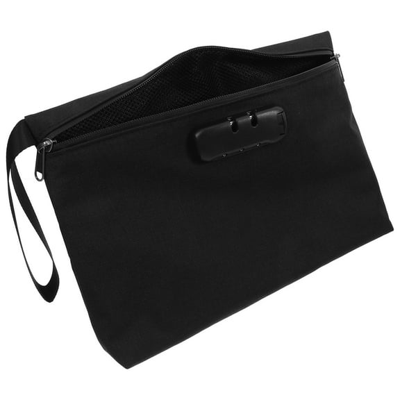 Amosfun Lock Bag Combination Lock Storage Bag Polyester For Documents Cash Phone Tablet A4 Files 1Set