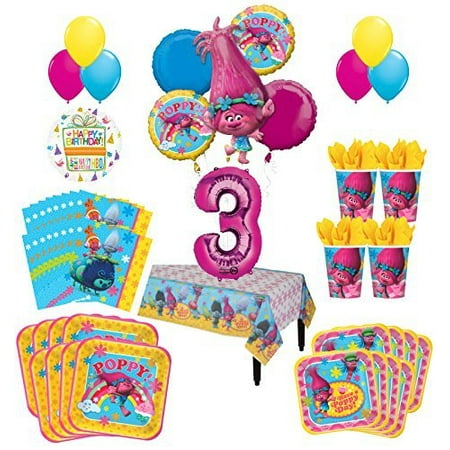 Ratatouille Birthday Party - Trolls Poppy 3rd Birthday Party Supplies 16 Guest Kit and Balloon Bouquet Decorations 95 pc