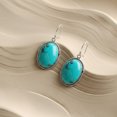 thumbnail image 3 of Tibetan Silver Turquoise Drop Earrings 925 Sterling Silver Handmade Boho Jewelry Gift for Women, 3 of 5