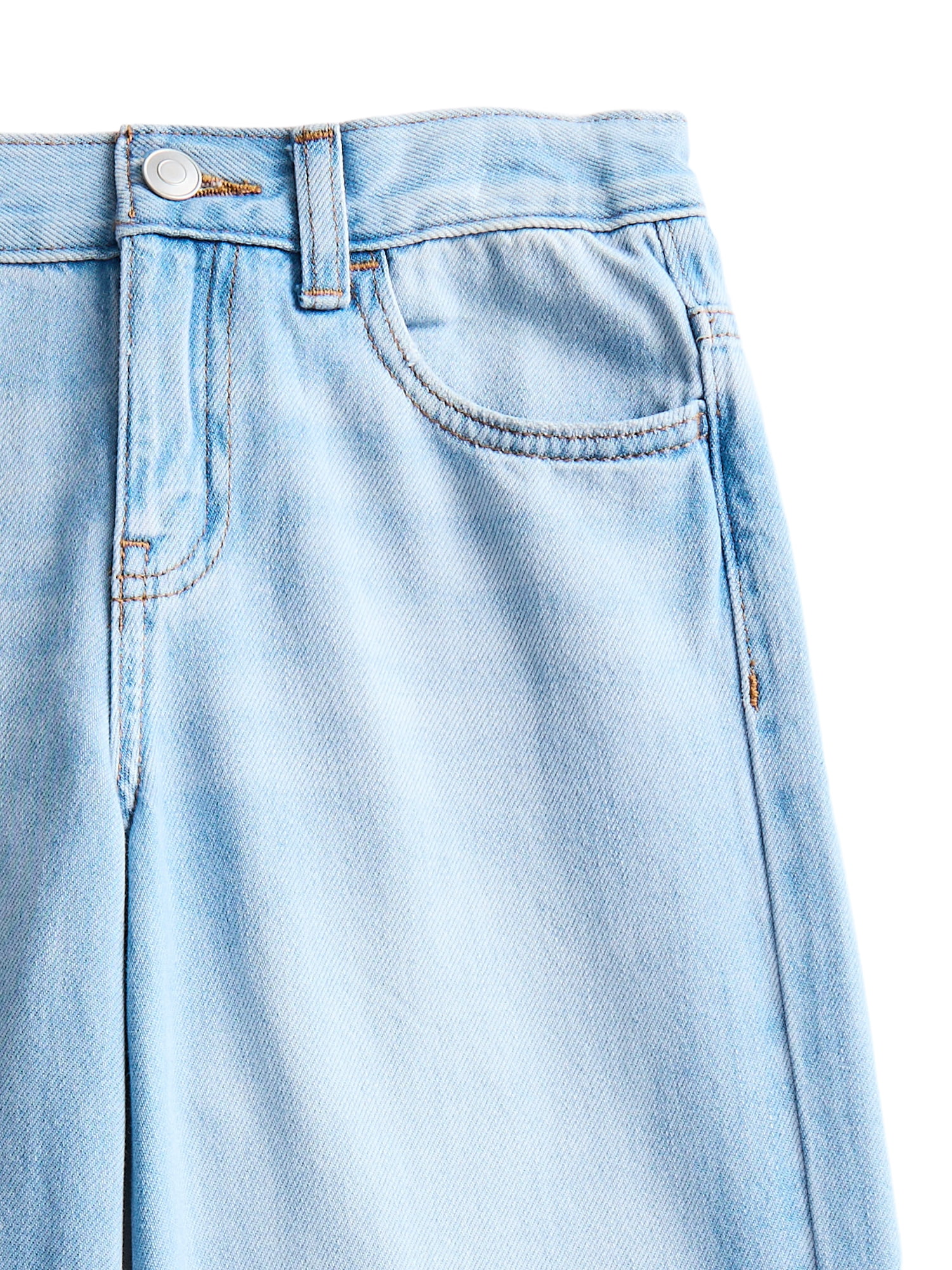 Weekend Academy Girls Cotton Wide Leg Destructive Denim Jeans, Sizes 5-18