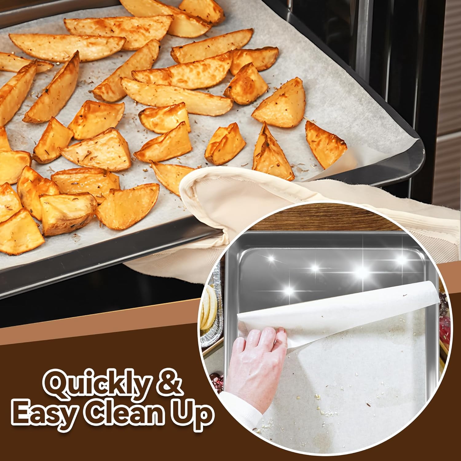JJEAN-Air Fryer Paper Liners Disposable Compatible with Breville BOV900BSS Smart Oven Air Fryer Pro, 100 PCS Parchment Paper Sheets Accessories for Breville toaster oven