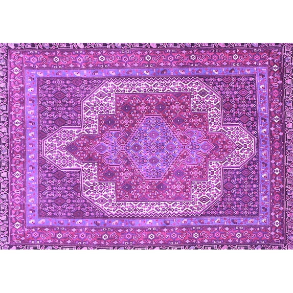 Ahgly Company Indoor Rectangle Medallion Purple Traditional Area Rugs, 5' x 8'