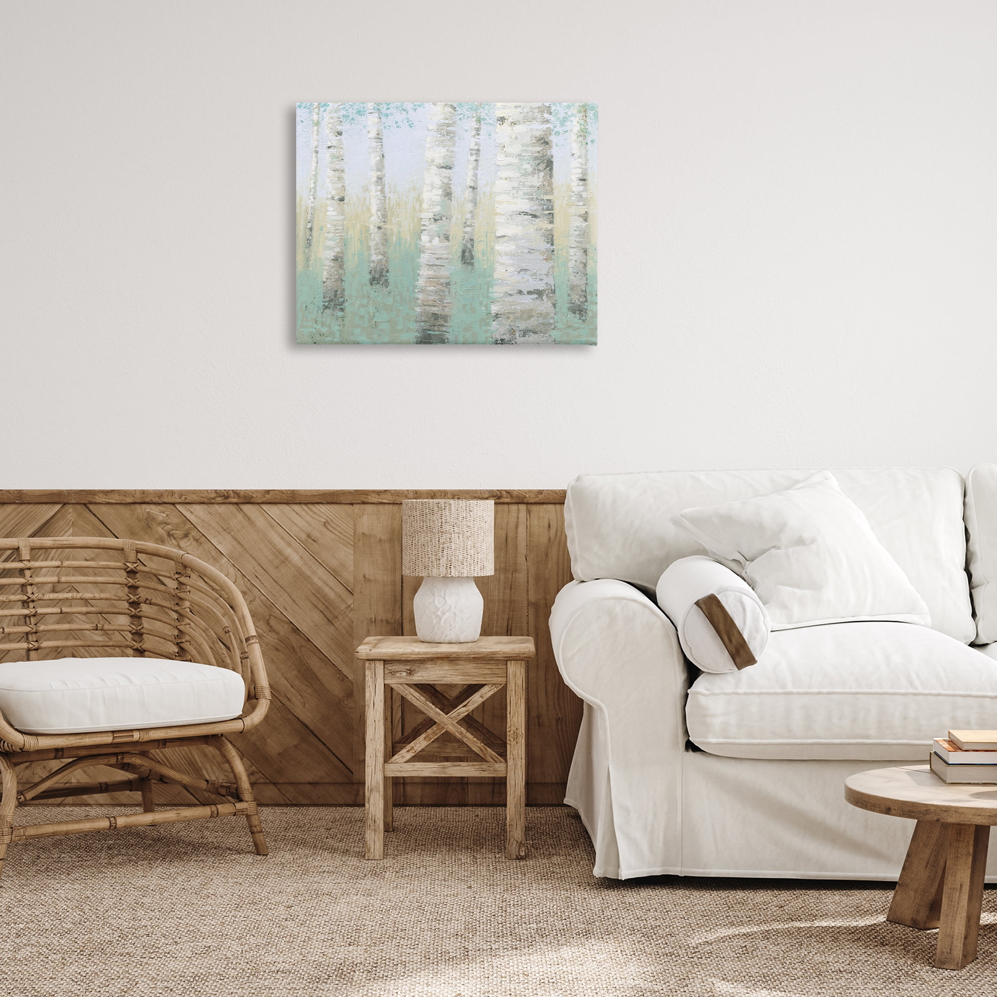 Stupell Industries Blue Birch Forest Landscape & Nature Painting Wrapped Canvas Art Print Wall Art, 30 x 24