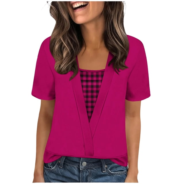 Camisas Y Tops de Verano de Mujer Moda Casual Cuello Redondo Camisas de Satén Camisas de Color Sólido para Mujeres