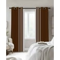 thumbnail image 3 of Simple Retro Brown Stripes Blackout Curtains 90 Inches Length, Modern Abstract White Lines Window Treatment Thermal Insulated Drapes for Bedroom Living Room 2 Panels 104x90 Inches, 3 of 8