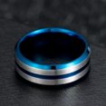 thumbnail image 5 of 8mm Silver Brushed Titanium Steel Band for Men Blue Black Plating Ring Size 7-12, 5 of 9