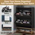 thumbnail image 6 of Free-Standing Shoe Cabinet with 2 Flip Drawers, Slim Entryway Shoe Storage with Shelf and Top Cubby, Hidden Shoe Rack with Doors, Black, 6 of 7