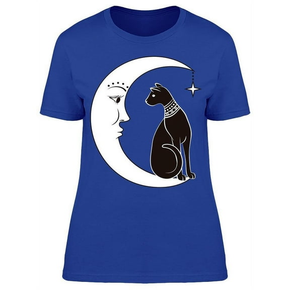Black Cat On Moon  T-Shirt Women -Image by Shutterstock, Female x-Large