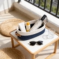 thumbnail image 5 of Multipurpose Oval Storage Basket - Cotton Rope Woven with Leather Handles, Sturdy Bathroom Organizer, Practical Storage Bin for Toilet Tank Countertops & Tables, Decorative Home Tidying Basket, 1pc, 5 of 6