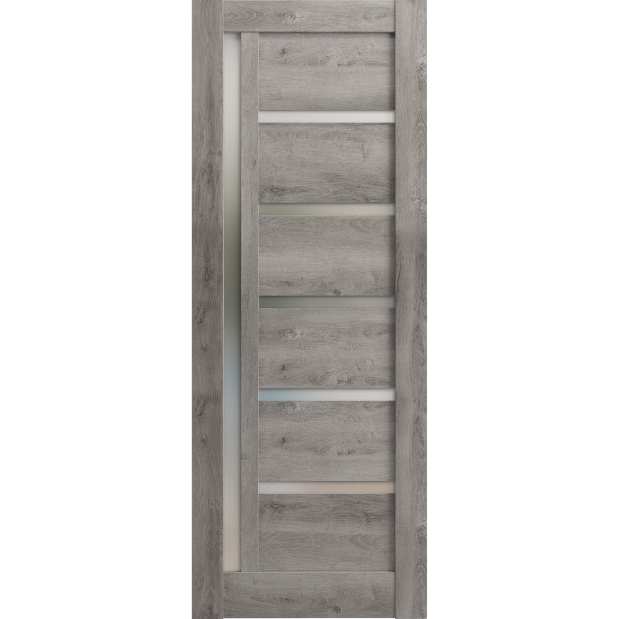 Slab Barn Door Panel 32 x 96 inches | Quadro 4088 Nebraska Grey with Frosted Glass | Sturdy Finished Interior Doors | Pocket Closet Sliding