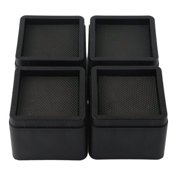 Fyearfly Pieds de Meubles 4 pièces/Ensemble, contremarches de lit empilables durables, Pieds de Meubles résistants à l'humidité ABS carrés Noirs (4,2 * 4,2 * 3,3 Pouces)
