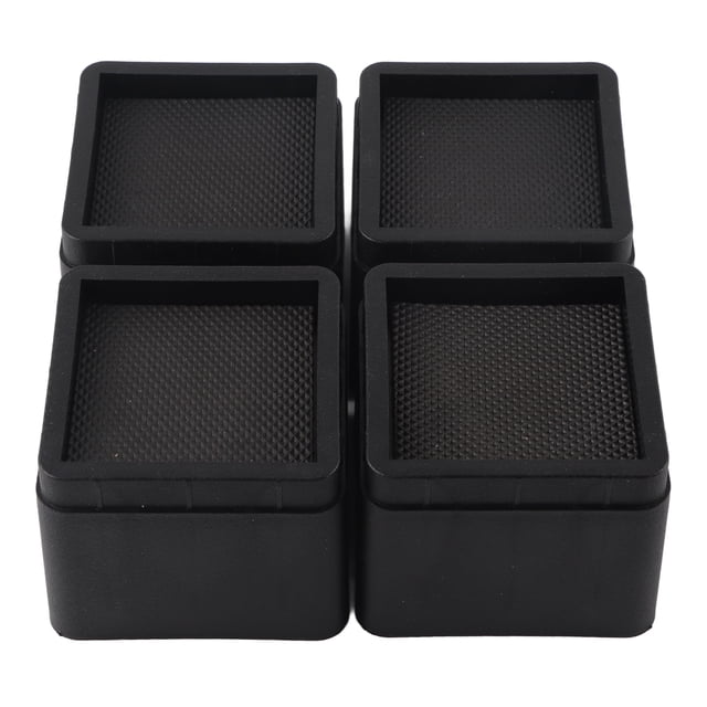 Rehausseur de Meubles Réglable - Ensemble de 4 Pcs Durable Empilable, Rehausseur Carré Noir pour Lit, Chaise, Bureau, Canapé