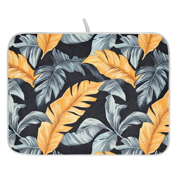 Ryvnso Tropical Leaf Dish Drying Mat for Kitchen Countertop 16x18 Small Dish Pad Drainer Rack Dish Sink Mats