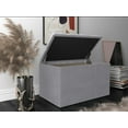 thumbnail image 2 of Home Design Arya Upholstered 30" Flip Top Storage Bench with Button Tufted Velvet Seat, Foam Padding, and Hidden Storage, Multi-Purpose Entryway or Bedroom Seating, Gray, 2 of 5