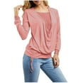 thumbnail image 1 of Timegard Plus Size Tops for Women Drawstring Ruched Long Sleeve Sequin Top Fall Dressy Casual Comfy, 1 of 8