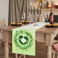 thumbnail image 2 of St. Patrick's Day Table Runner, Spring Shamrock Wreath Leaf Lips Ombre Green Washable Cotton Linen Table Runners 48 Inches Long, Dresser Scarf Runner for Nightstand/Coffee/End Tables 13''x48'', 2 of 9