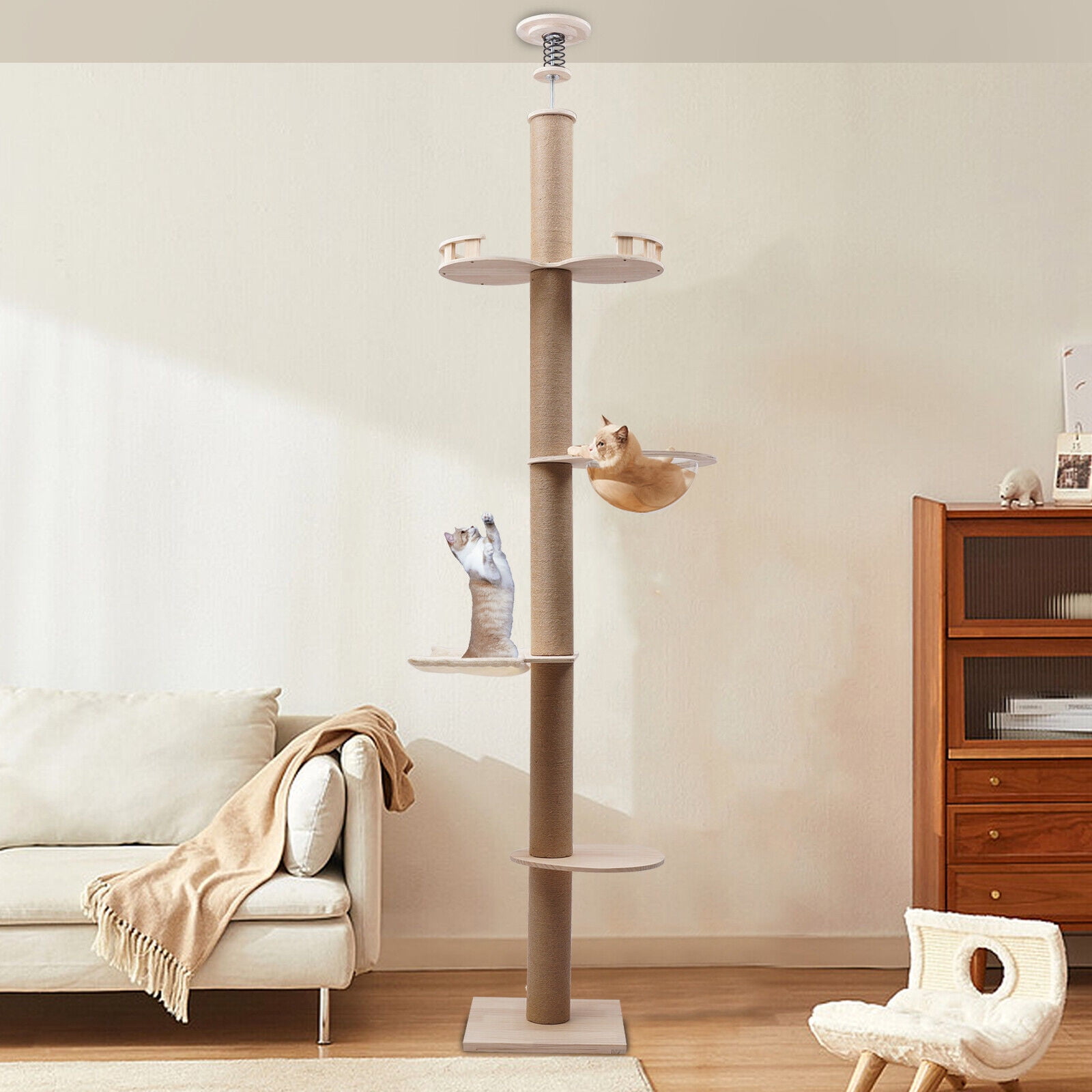4 Tiers Cat Tree Climbing Tower w/ Scratching Post Space Capsule