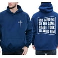 thumbnail image 3 of Christian Testimony Hoodie – God Saved Me On The Same Road Quote, Double-Sided Faith Graphic Pullover, Unisex Cotton Religious Hoodie, Spiritual Gift Apparel, 3 of 7