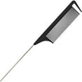 thumbnail image 1 of Peine de cola de rata de 9,3 pulgadas para estilista, peines de separación para trenzar cabello, peine de cola de rata con cola de rata de metal de acero inoxidable para seccionar burlas y peinar (neg, 1 of 5