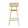 thumbnail image 7 of GDF Studio 25.75" Bari Indoor Wood Bar Stools with Rattan Backrest, Natural Finish, Set of 2, 7 of 7