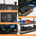 thumbnail image 2 of Workbench,48 inch Workbench with Drawers, Pegboard, Hooks, USB Sockets, Three-tier Storage Platform,1000 LBS Load Capacity,Work Bench for Garage, Offices, and Home Workspace, 2 of 9