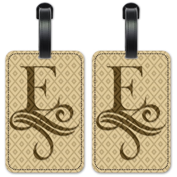 Letter "E" Monogram - Luggage ID Tags / Suitcase Identification Cards - Set of 2