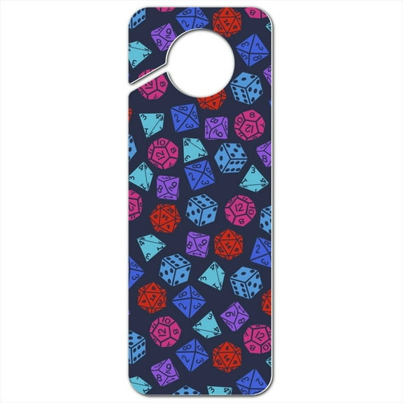 Dungeon Dice Pattern For Fighting Dragons Plastic Door Knob Hanger Sign