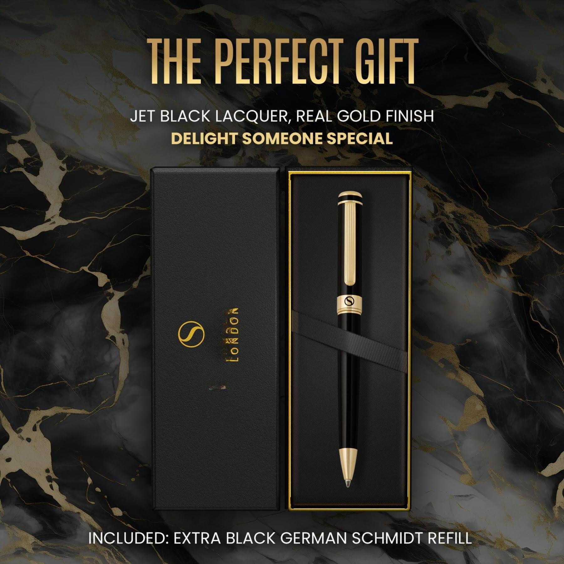 Black Lacquer Ballpoint Pen -stunning Luxury  Real Schmidt Refill Gift Set For Men & Women Professional Executive Office Nice Fancy Designer Pens