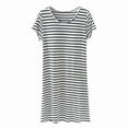 thumbnail image 4 of Sakmal Plus Size Moo Moos for Women Nightgown Casual Black Short Cotton Night dress Short Sleeve Striped Nightgowns for Women, 4 of 5