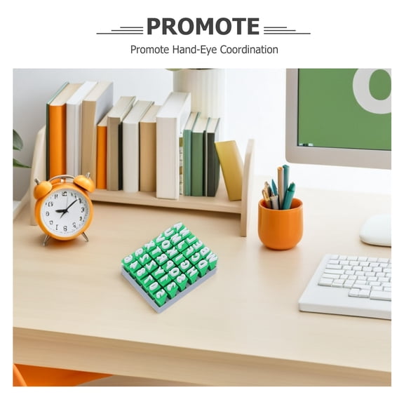 OULII 26-Piece Alphabet Clay Stamp Kit Green Plastic for Educational Play with Creative Activity for Students