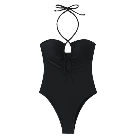 JIAYUE Women's One-Piece Swimsuit Halter Neck Fashion Sleeveless Backless Sexy Solid Color Comfortable For Beach Pool Female Breathable Swimwear