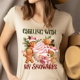 thumbnail image 4 of Chilling With My Snowmies T-Shirt | Cute Gingerbread Holiday Tee, Maroon, Size 3XL, 4 of 6